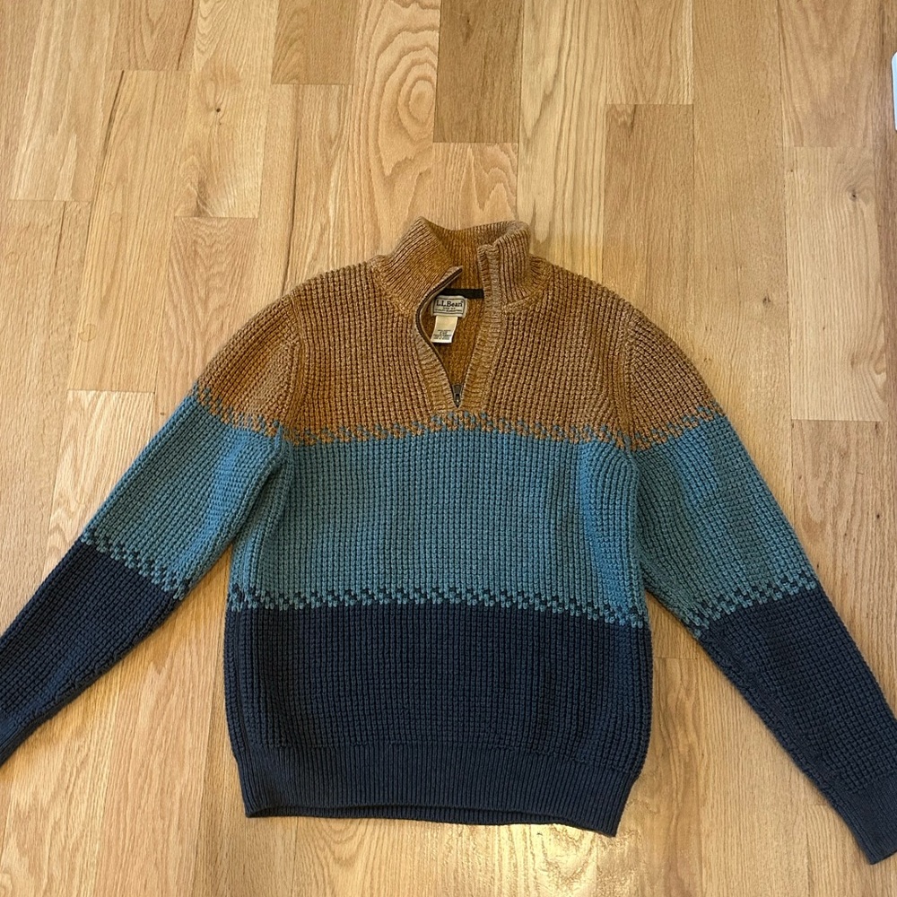 Men's L.L.Bean Organic Cotton Waffle Sweater Quarter Zip-SMALL-great condition!